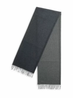 Loro Piana Two-Tone Cashmere Scarf Navy Blue Grey Mel