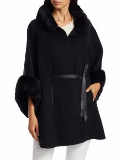 Loro Piana Salzburg Chincilla Fur-Trimmed Belted Cashmere Cape -Loro Piana Official Shop unnamed file 1131