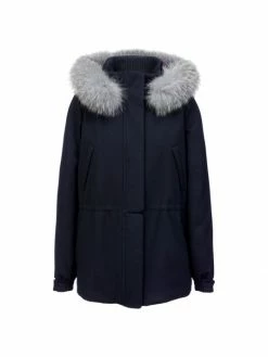 Loro Piana Icery Short Fox Fur-Trim Coat Blue Navy -Loro Piana Official Shop unnamed file 1160