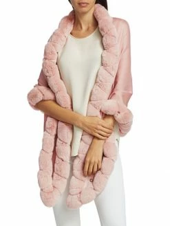 Loro Piana Chincilla Fur-Trim Wool & Silk Wrap Pink -Loro Piana Official Shop unnamed file 1170