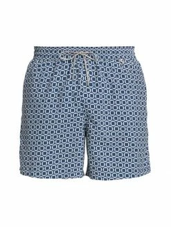 Loro Piana Bay Optical Print Swim Shorts For Men Blue Optical