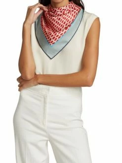 Loro Piana Carre' Gocce D'Autunno Twill Scarf Crimsonniagara Blue