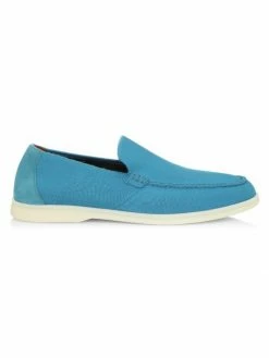 Loro Piana Knit Summer Walk Moccasins For Men Dark Blue