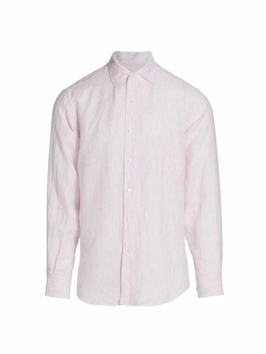 Loro Piana Andre Arizona Linen Shirt For Men Pink Pastel Stripe 3 Loro Piana Andre Arizona Linen Shirt For Men Pink Pastel Stripe