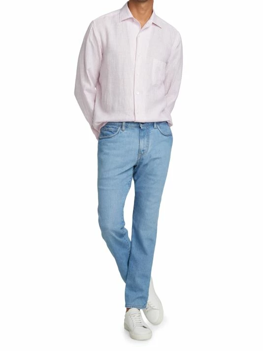 Loro Piana Andre Arizona Linen Shirt For Men Pink Pastel Stripe 4 Loro Piana Andre Arizona Linen Shirt For Men Pink Pastel Stripe - Image 2